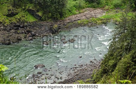 The Rapids in Snoqualmie River in Washington