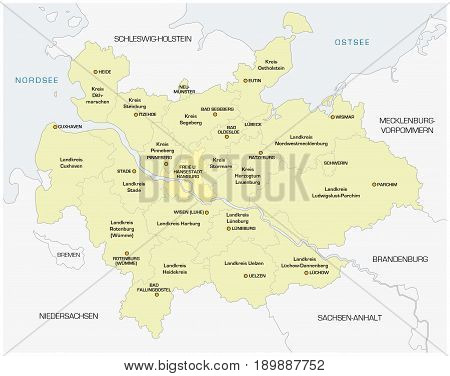 Map of the North German Metropolregion of Hamburg