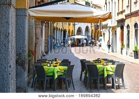 PADOVA, ITALY - May, 24, 2017: street cafe in Padova, Italy