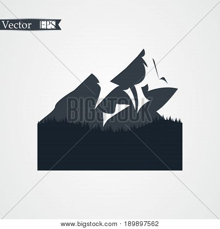Vector Mountain With Texture. Sketch Illustration With Quote.