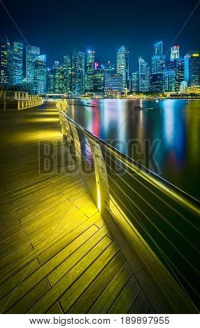 Vibrant panorama background of Singapore skyline at the business bay