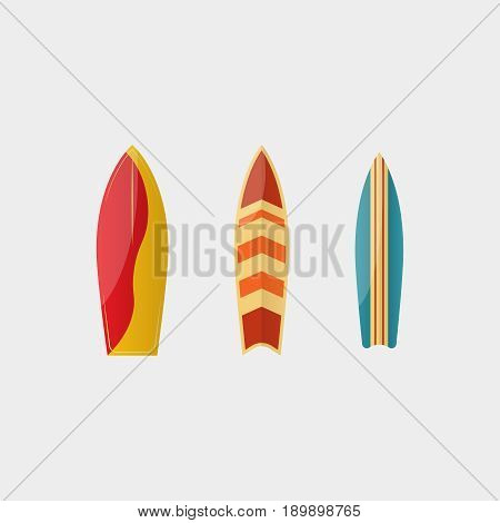 Color surfboard set. Sea extreme sport pattern. Vector illustration