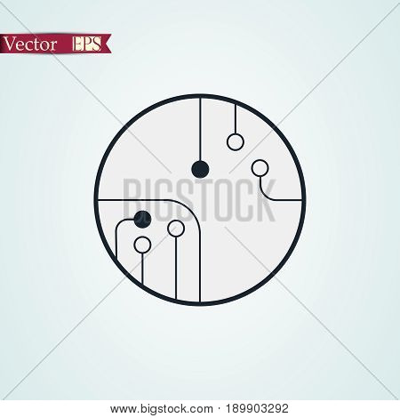Circuit board, technology icon, vector illustration. Flat design style