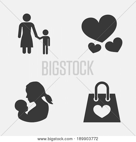 Celebration Icons Set. Collection Of Baby, Madame, Heart And Other Elements. Also Includes Symbols Such As Baby, Heart, Package.