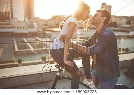 Romantic Couple With Bicycles
