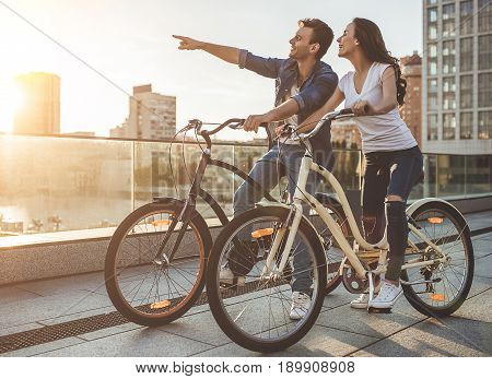 Romantic Couple With Bicycles