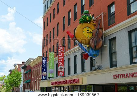 BANGOR, ME, USA - MAY 20, 2016: Maine Discovery Museum on Main Street in downtown Bangor, Maine, USA.