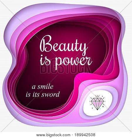 Paper cut concept. Paper carve abstract background for card, banner, brochure or flyer design in ponk, magenta, purple colors