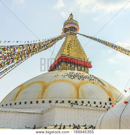 Buddhist Religious Centre Boudhanath Stupa In Kathmandu, Nepa
