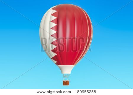 Hot air balloon with Qatar flag 3D rendering