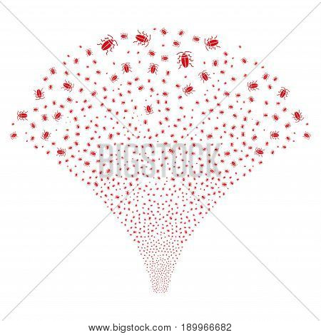 Fountain of cucaracha symbols. Vector illustration style is flat red iconic symbols on a white background. Object fountain made from random pictograms.