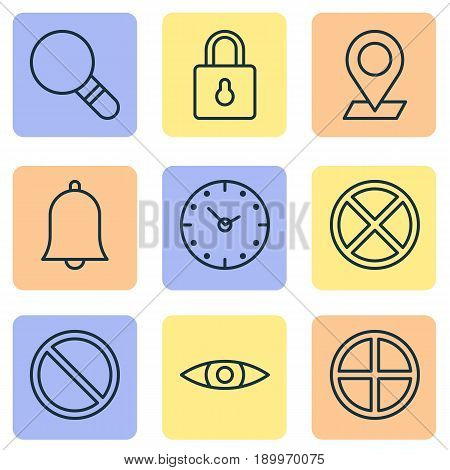 Icons Set. Collection Of Glance, Time, Alert And Other Elements. Also Includes Symbols Such As Time, Block, Lock.