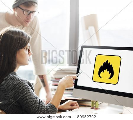 Flamable danger hazard marking caution sign