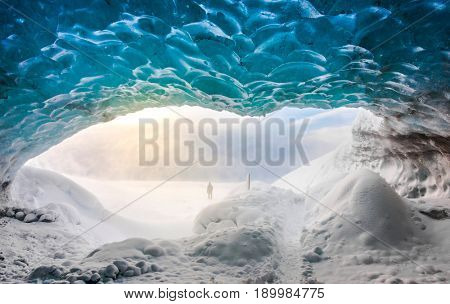 Inside ice cave in Vatnajokull, Iceland