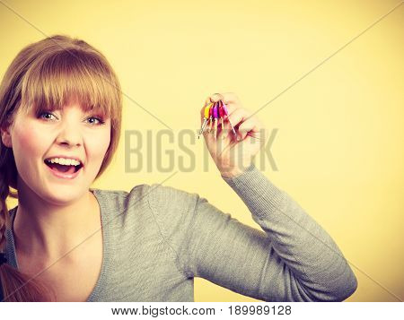 Young Blonde Lady With Bunch Of Keys.