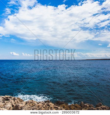 Beautiful Sea Shore In Cyprus. A View Of A Sea Shore In Kavo Greko Nenar Aiya Napa, Cyprus