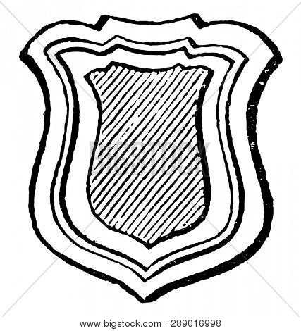 Tressure are generally forms a border to the inescutcheon, vintage line drawing or engraving illustration.
