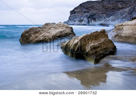 Almería, İspanya'nın kıyısı uzun pozlama.