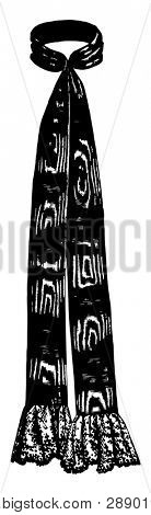Scarf is designed with ruffles at its ends, it is also known as a Kremer and muffler or neck-wrap, a piece of fabric worn around the neck, vintage line drawing or engraving illustration.