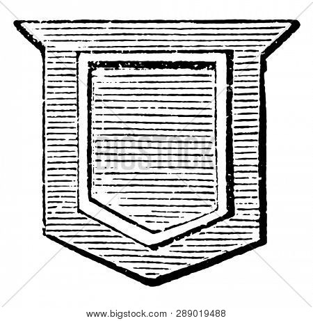 Orle Ordinary is a perforated inescutcheon, vintage line drawing or engraving illustration.