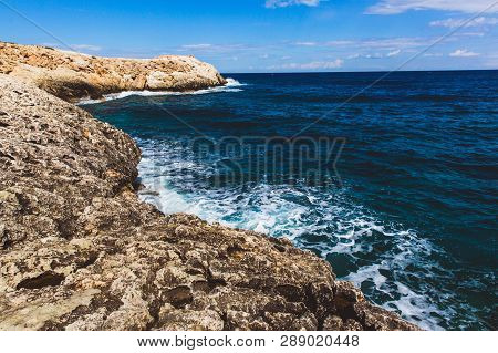 Beautiful Sea Shore In Cyprus. A View Of A Sea Shore In Kavo Greko Nenar Aiya Napa, Cyprus