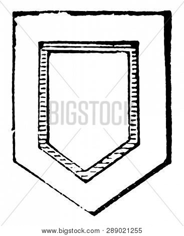 Orle has a subordinate ordinary composed of double lines, vintage line drawing or engraving illustration.