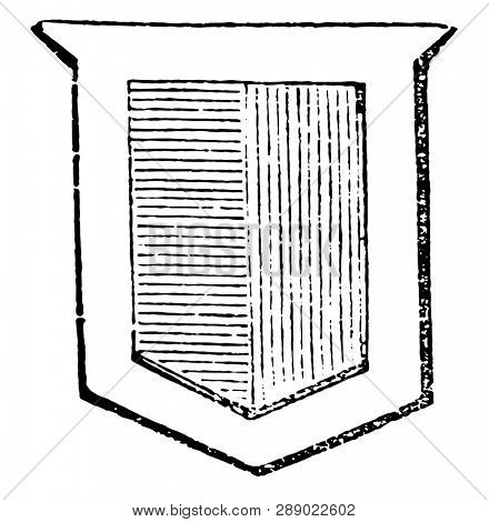 Shield Showing Difference are shields with a distinguishing charge or bordure, vintage line drawing or engraving illustration.