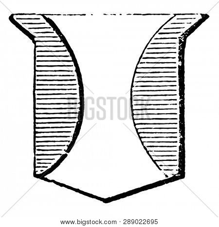 Flasque Ordinary is a argent, vintage line drawing or engraving illustration.