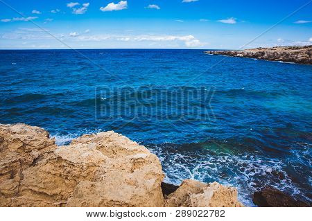 Beautiful Sea Shore In Cyprus. A View Of A Sea Shore In Kavo Greko Nenar Aiya Napa, Cyprus
