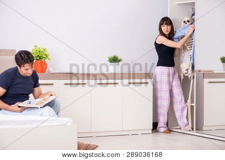 Concept of Skeleton in the cupboard or closet
