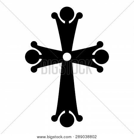 Four Pointed Cross Drop Shaped Cross Monogram Religious Cross Icon Black Color Vector Illustration F