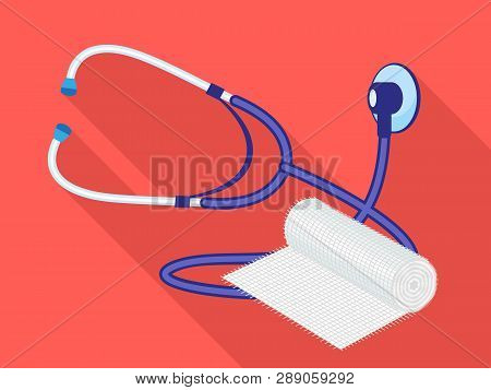Stethoscope Swathe Icon. Flat Illustration Of Stethoscope Swathe Icon For Web Design