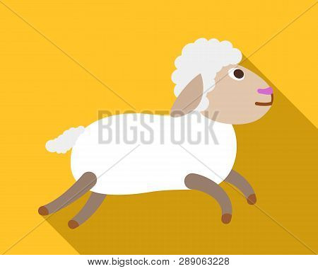Running Sheep Icon. Flat Illustration Of Running Sheep Icon For Web Design