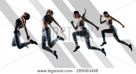 Ready Steady Go! Concept Of Endurance Strength Persistence In Sport. Full Length Full Size Portrait 