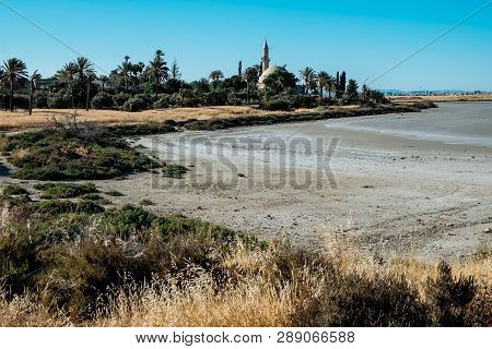 Beautiful Salt Lake In Larnaca, Cyprus. Natural Background. Landscape