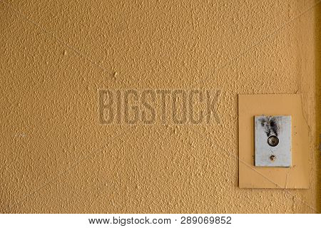 Old Elevator Call Button With Grungy Pattern In A Soviet Building In Post-soviet Riga, Latvia