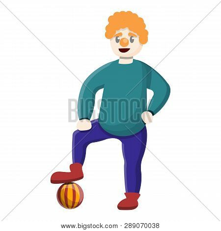 Clown With Ball Icon. Cartoon Of Clown With Ball Icon For Web Design Isolated On White Background