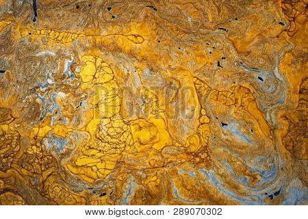 Marbling Paint- Turquise Abstract Wave Watercolour. Gold Marble Ink
