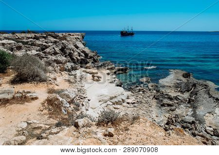 Cyprus - Mediterranean Sea Coast. Sea Caves Near Ayia Napa.