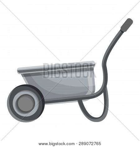 Garden Wheel Barrow Icon. Cartoon Of Garden Wheel Barrow Icon For Web Design Isolated On White Backg