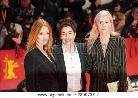 Esther Schweins, Dunja Hayali attend the 'The Kindness Of Strangers' premiere during the 69th Berlinale Festival Berlin at Berlinale Palace on February 07, 2019 in Berlin, Germany.                    