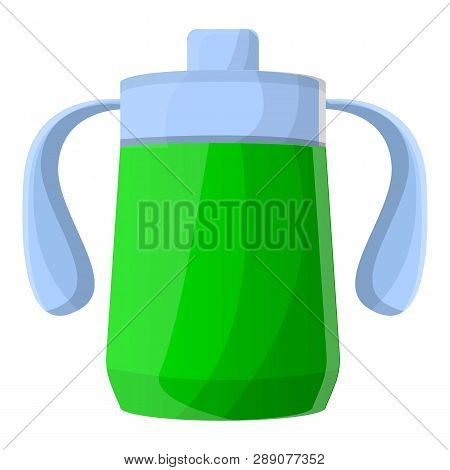 Green Sippy Cup Icon. Cartoon Of Green Sippy Cup Icon For Web Design Isolated On White Background