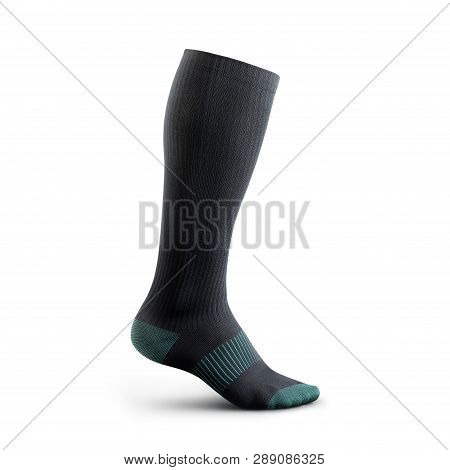 Sock In High Resolution On An Isolated White Background Socks Gaiters Of Black Color With Birch Inse