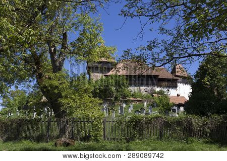 Viscri, Romania - April 29, 2018: Viscri Fortified Town View In A Spring Day