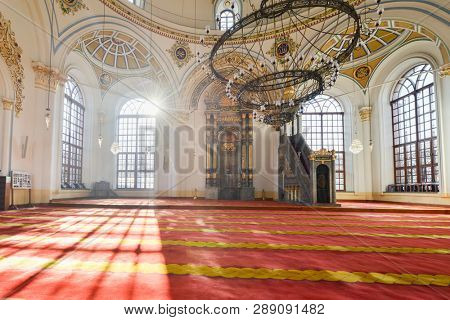 Konya / Turkey - December 10 2018: Aziziye Mosque architectural details.