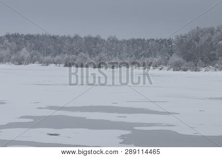 Bavarian Winter Landscape Next Next To Schwandorf, Charlottenhofer Weihergebiet