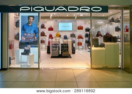 LINATE, ITALY - CIRCA NOVEMBER, 2017: Piquadro shop in Milan Linate Airport.