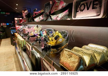 LINATE, ITALY - CIRCA NOVEMBER, 2017: Victoria's Secret shop Milan Linate Airport.