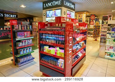 LINATE, ITALY - CIRCA NOVEMBER, 2017: cosmetics on display at Milan Linate Airport.