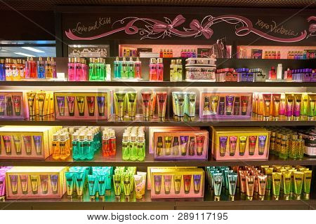 LINATE, ITALY - CIRCA NOVEMBER, 2017: Victoria's Secret shop Milan Linate Airport.
